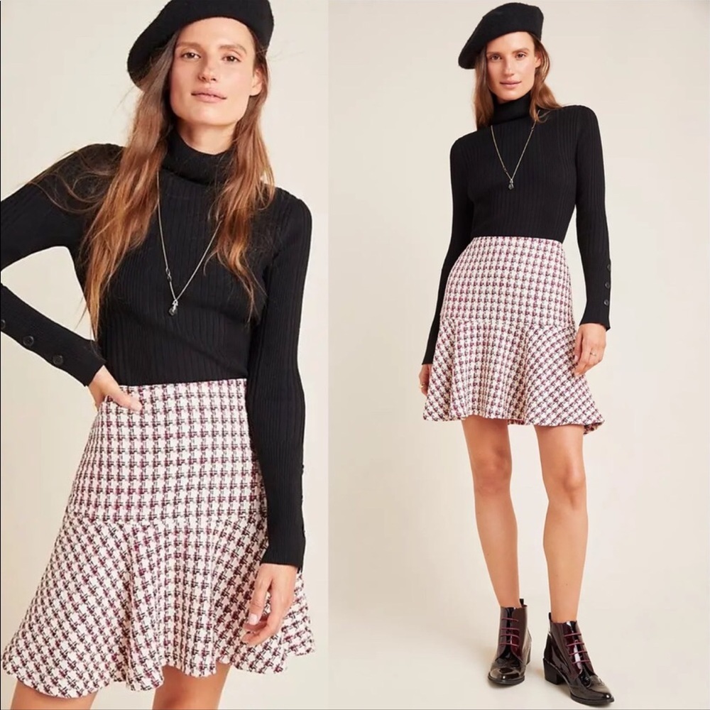 Anthropology Maeve Bobbie Plaid Flounced Mini Skirt - Picture 1 of 11